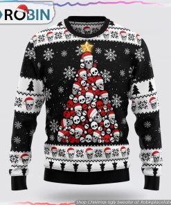Get Festive With the Skull Pine Tree Ugly Christmas Sweater Get Festive With the Skull Pine Tree Ugly Christmas Sweater