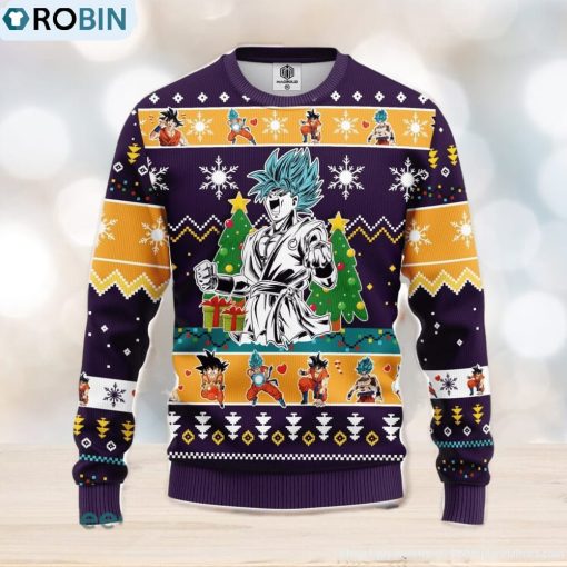 Goku Blue Dragon Ball Ugly Christmas Sweater Amazing Gift Men And Women Christmas Gift