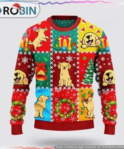 Golden Retriever Dog Lovers Christmas Wishes All Over Sweater Dog Lover Christmas Sweater