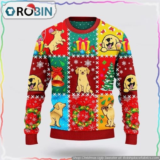 Golden Retriever Dog Lovers Christmas Wishes All Over Sweater Dog Lover Christmas Sweater
