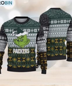 Green Bay Packers Christmas Grinch Ugly Sweater For Men Women
