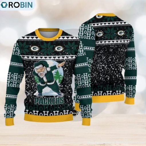 Green Bay Packers Dabbing Santa Ugly Christmas Sweater 3D Gift For Fans