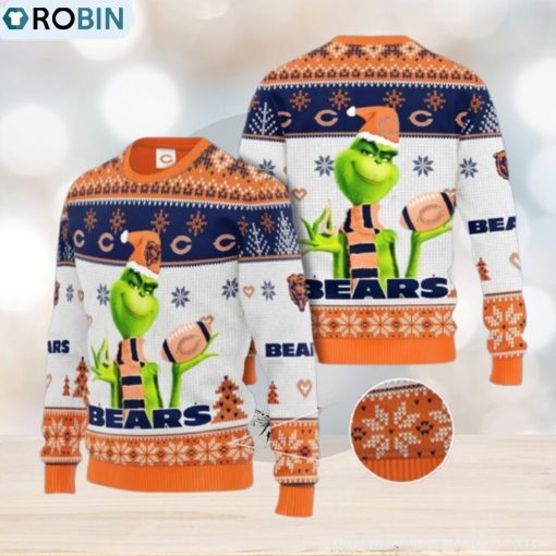 Grinch Chicago Bears 3D Ugly Christmas Sweater