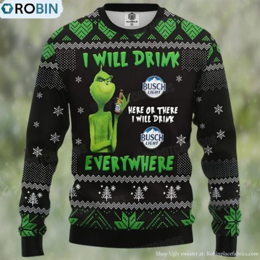 Grinch Drunk Beer Ugly Christmas Sweater Amazing Gift