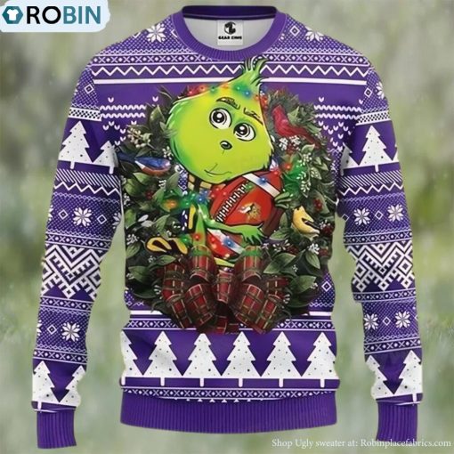 Grinch Hug Minnesota Vikings Ugly Christmas Sweater Funny Gift