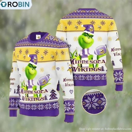 Grinch Knit Minnesota Vikings Ugly Sweater Christmas Gift