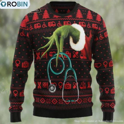 Grinch Nurse Ugly Christmas Sweater, Xmas Sweatshirt