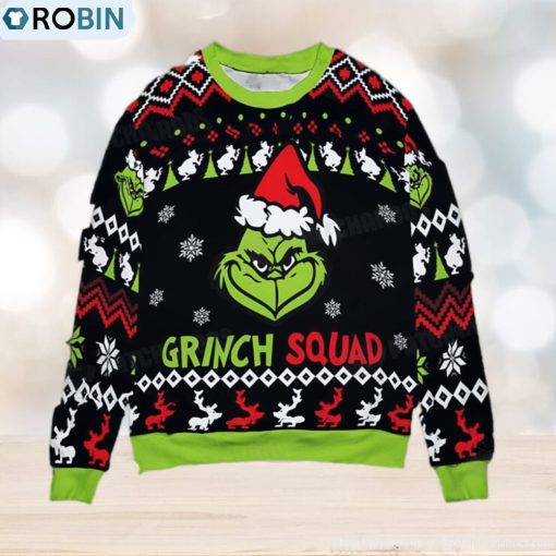 Grinch Squad Xmas Gift Christmas Ugly Wool Knitted Sweater