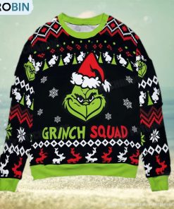 Grinch Squad Xmas Gift Christmas Ugly Wool Knitted Sweater