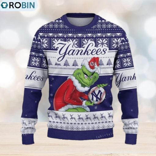 Grinch York Yankees Blue Christmas Ugly Sweater Party