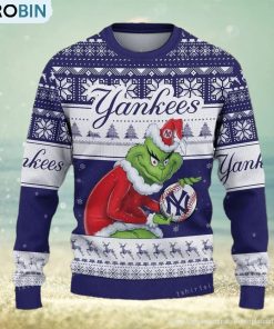 Grinch York Yankees Blue Christmas Ugly Sweater Party Grinch York Yankees Blue Christmas Ugly Sweater Party
