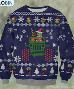 Grinch & Dog Merry Xmas Ugly Christmas Sweater Funny Gift