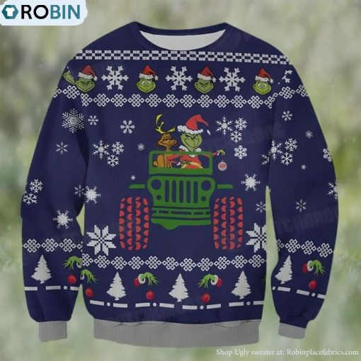 Grinch & Dog Merry Xmas Ugly Christmas Sweater Funny Gift