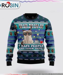 Grumpy Cat Coffee Funny Family Ugly Christmas Sweater Cat Lover Christmas Sweater Grumpy Cat Coffee Funny Family Ugly Christmas Sweater Cat Lover Christmas Sweater