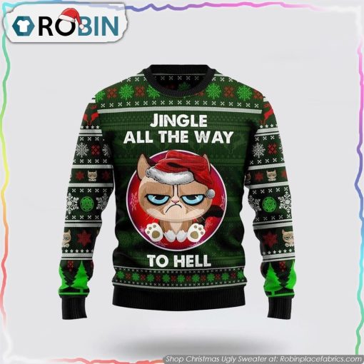 Grumpy Cat Jingle Funny Family Christmas Ugly Sweater Cat Lover Christmas Sweater