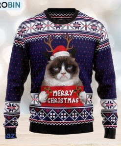 Grumpy Cat Merry Christmas Xmas Santa Hat 3D Sweater Gift For Christmas Matching Family Shirts For Christmas