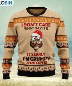Grumpy Owl I Don’t Care Ugly Sweater