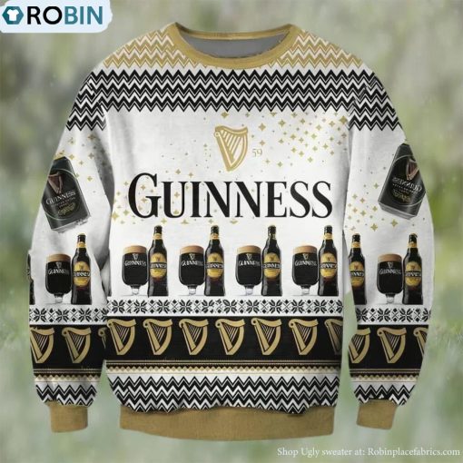Guinness Black Beer Ugly Christmas Sweater, Gifts For Beer Lovers