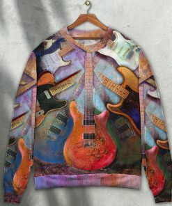Guitar Abstract Colorful Lover Guitar Art Style Ugly Christmas Sweater