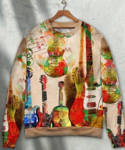 Guitar Abstract Guitar Colorful Art Style Christmas Ugly Sweater, Sweatshirt