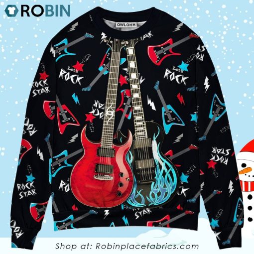 Guitar All I Need Is Playing Music Christmas Ugly Sweater, Sweatshirt