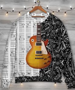 Guitar Bass Musician Black And White 3D Printed Christmas Ugly Sweater