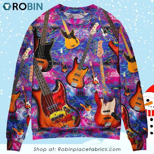Guitar Life Love Purple Style Christmas Ugly Sweater, Sweatshirt