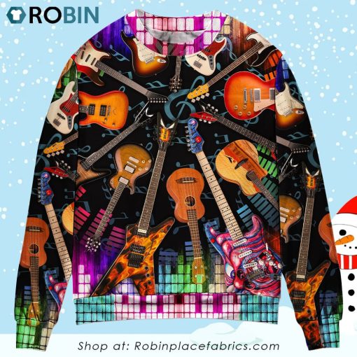 Guitar Love Music So Cool Christmas Ugly Sweater, Sweatshirt