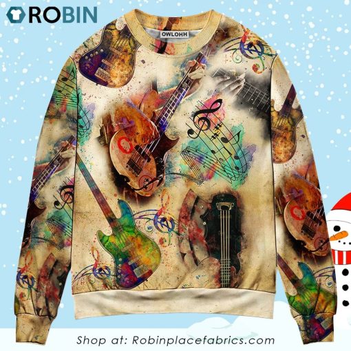Guitar Music Bass Its Like Guitar But Way Cooler Bass Guitar Sweater Ugly Christmas Sweater