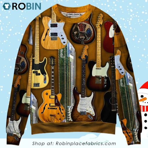 Guitar Vintage Basic Style Sweater Ugly Christmas Sweater