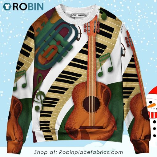 Guitar Vintage Classic Musician Ugly Christmas Sweater