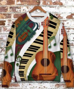 Guitar Vintage Classic Musician Ugly Christmas Sweater