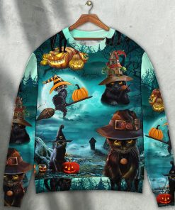 Halloween Black Cat Pumpkin Scary Style Christmas Ugly Sweater, Sweatshirt