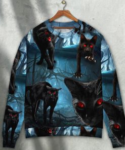 Halloween Black Cat Scary Style Christmas Ugly Sweater, Sweatshirt