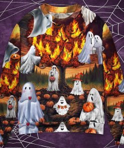 Halloween Boo Pumpkin Burning Scary 3D Printed Christmas Ugly Sweater