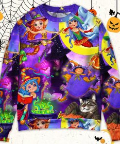 Halloween Funny Witch Ghost Cute Boo In The Magic Forest Art Style Christmas Ugly Sweater, Sweatshirt Halloween Funny Witch Ghost Cute Boo In The Magic Forest Art Style Christmas Ugly Sweater, Sweatshirt