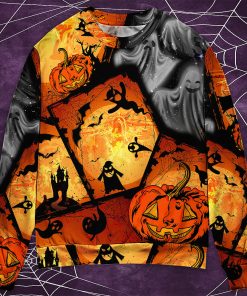 Halloween Ghost Pumpkin Scary Christmas Ugly Sweater, Sweatshirt