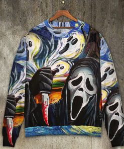 Halloween Ghost Scream Starry Night Funny Boo Art Style Ugly Christmas Sweater Halloween Ghost Scream Starry Night Funny Boo Art Style Ugly Christmas Sweater