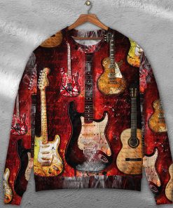 Halloween Guitar Abstract Guitar Art Style Ugly Christmas Sweater