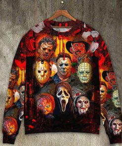 Halloween Horror Movie Characters Blood Scary Christmas Ugly Sweater, Sweatshirt