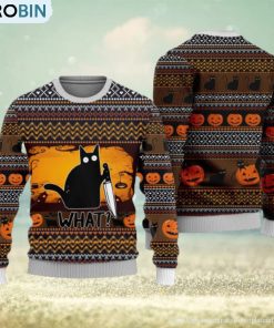 Halloween Killer Black Cat Funny Cat What Ugly Christmas Sweater Christmas Gift