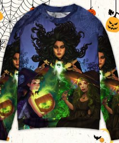 Halloween Magic Witch Ghost In The Dark Forest Art Style Christmas Ugly Sweater, Sweatshirt Halloween Magic Witch Ghost In The Dark Forest Art Style Christmas Ugly Sweater, Sweatshirt