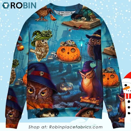 Halloween Owl Witch Sky Night Ugly Christmas Sweater