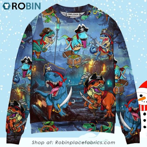 Halloween Pirate Dinosaur Scary Ugly Christmas Sweater