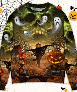 Halloween Pumpkin Crazy Ghost Style Christmas Ugly Sweater, Sweatshirt
