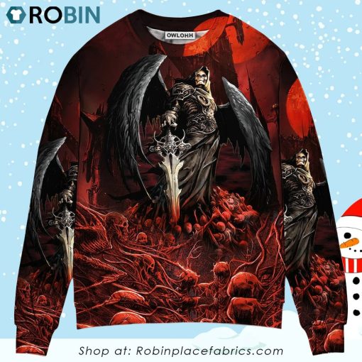 Halloween Skull Dark Blood Night Scary Style Christmas Ugly Sweater, Sweatshirt