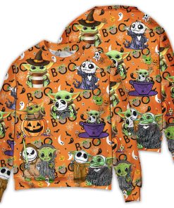 Halloween Star Wars Baby Yoda Jack Skellington Sweater