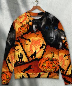 Halloween Wolf Pumpkin Scary Christmas Ugly Sweater, Sweatshirt