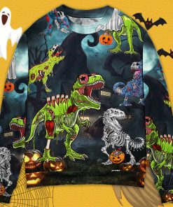 Halloween Zombie Saurus Scary Christmas Ugly Sweater, Sweatshirt Halloween Zombie Saurus Scary Christmas Ugly Sweater, Sweatshirt