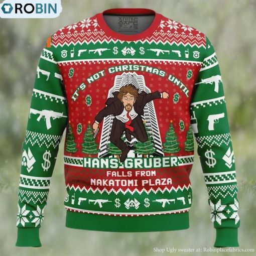 Hans Gruber Fall Nakatomi Plaza Die Hard Ugly Christmas Sweater